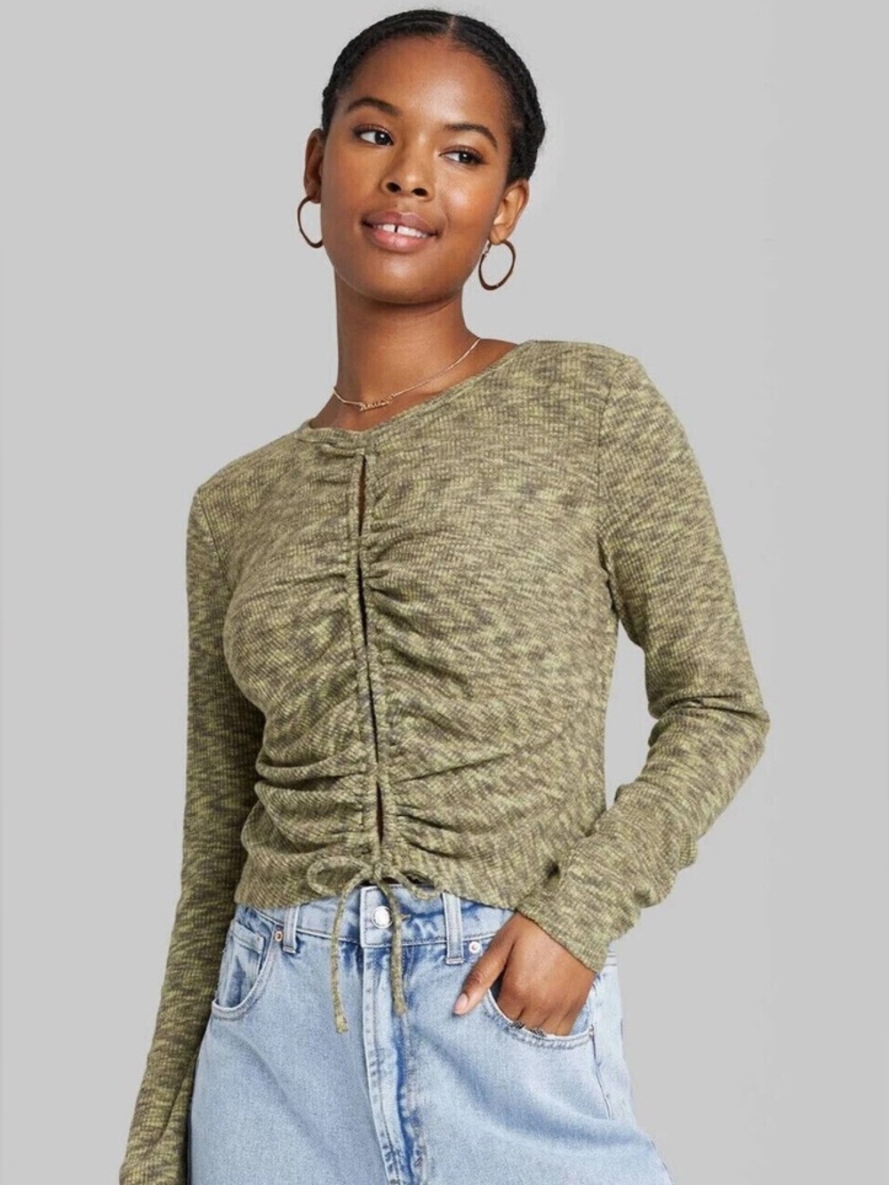 Wild Fable Women's Ruched Keyhole Top XXL